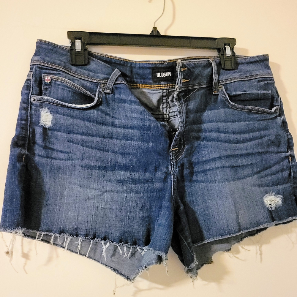Hudson Jeans Women's Distressed Blue Jean Shorts